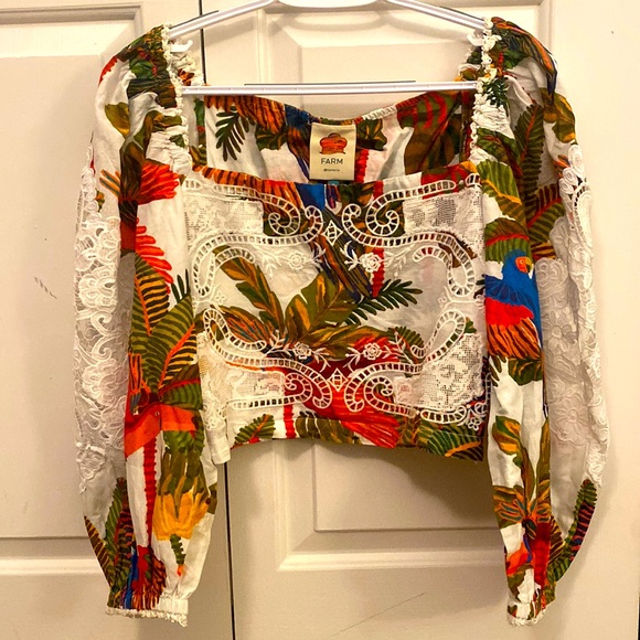 FARM Rio Tops - NWT Farm Rio Forest Birds Embroidered Blouse Size S